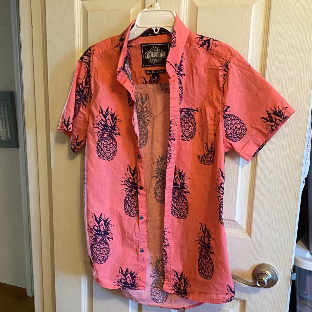 Five Points Coral Pineapple Print Shirt